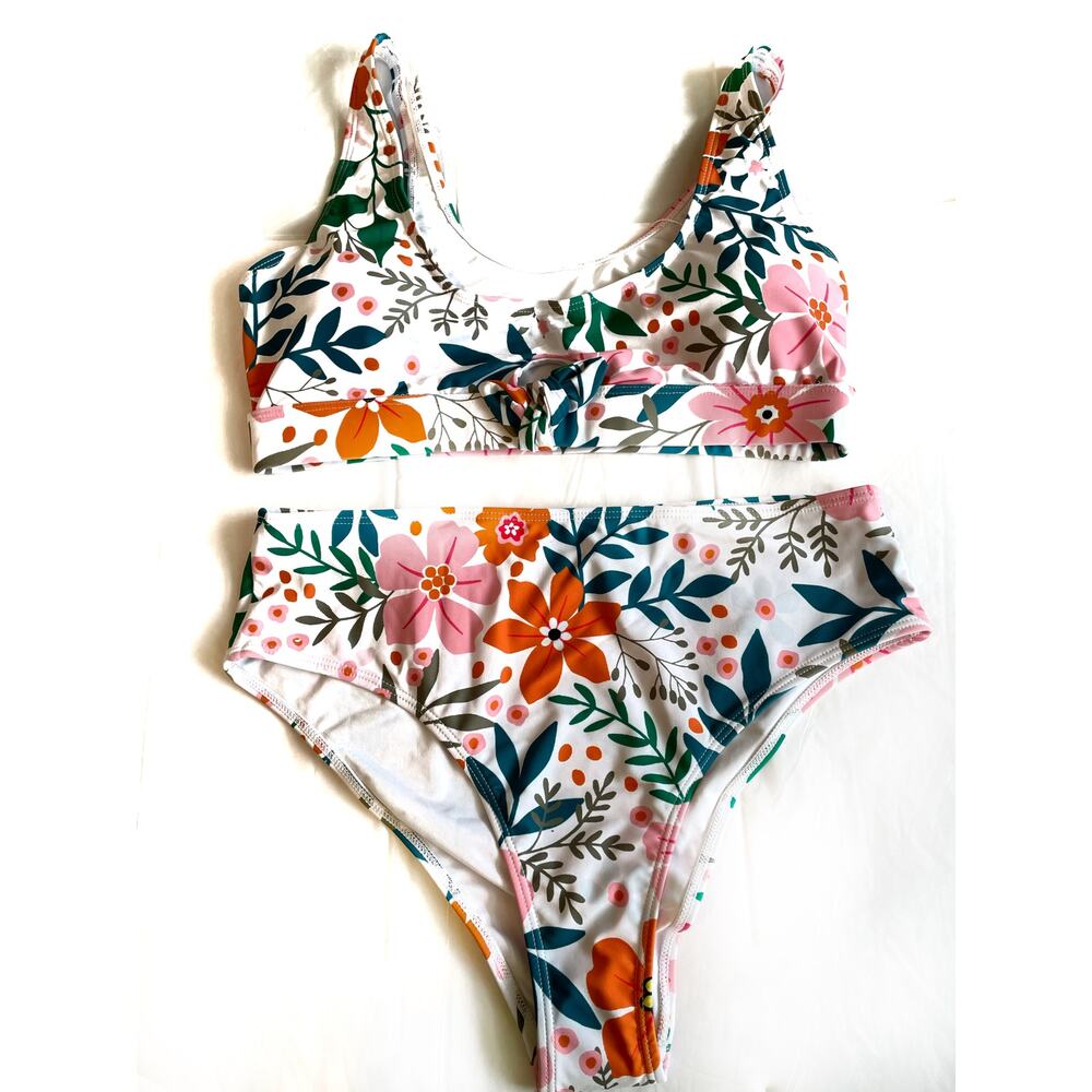 Beachsissi floral high waisted bikini colorful Size Large.